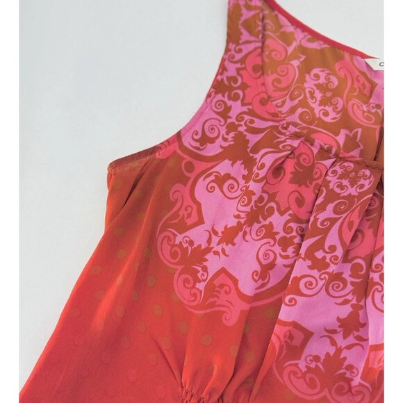 CAbi True Love Tank Top #672 Sleeveless Floral 100% Silk Pleated Sz M Preppy - Picture 11 of 13